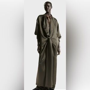 H&M Edition Holiday 2025 (dark olive green) long  satin dress size Large NWT